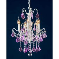 Cream Crack Chandelier, Purple Crystal 5 Arm