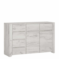 White Oak 2 Door 6 (3+3) Drawer 119cm Wide Bedroom Chest Cupboard
