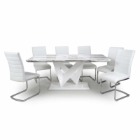 Saturn Large and 6 Callisto White Dining Set