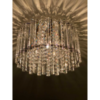 Elegant Round Crystal Glass Flush Ceiling Light with Droplets 22x36cm