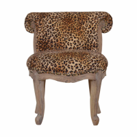 Leopard Print Studded Chair With Cabriole Legs