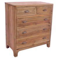 Country Style Fair Isle Reclaimed Pine Wood 2 Over 3 Chest Of Drawers 101x90x47cm