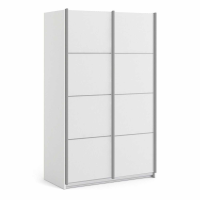 Modern Tall Bright White Sliding 2 Door Double Bedroom Wardrobe 200.4x122.1cm