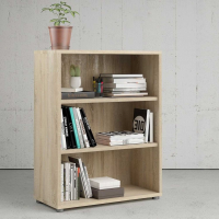 Oak Home Office Small Open Bookcase 2 Shelves 113cm Tall x 89cm Wide