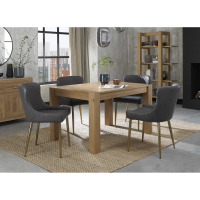 Turin Light Oak 4 To 6 Seater Table And Cezanne 4 Dark Grey Faux Leather Chairs Dining Set