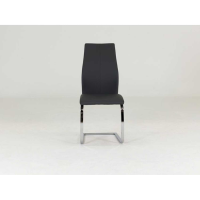 Elis Modern Black Faux Leather Kitchen Dining Chair on Chrome Steel Cantilever Legs