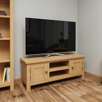 Traditional Style Rustic Oak 2 Door Living Room Large TV Unit with Shelves 45x120cm