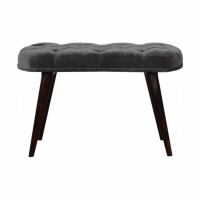 Grey Cotton Velvet Deep Button Bench