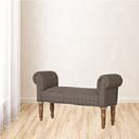 Modern Grey Blue Tweed Patchwork Bedroom Bench Petite Multi Room Seat 52 x 100cm