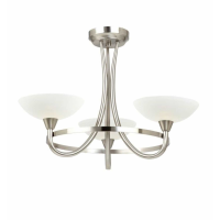 Modern Style Satin Chrome White Glass Shaded 3 Ceiling And Wall Lamp 43x55cm