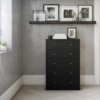 Black Painted Modern Bedroom Chest of 5 Drawers 108cm Tall x 72cm Wide