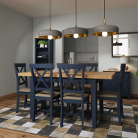 Modern Blue Painted Oak Top Extending Dining Table Only120 to 160cm Medium