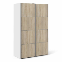 Modern Large White Oak Doors Sliding Wardrobe 120cm With 5 Shelves