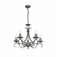 Modern Living Room Antique Silver 5 Pendant Ceiling Light 66 x 44cm