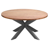 Modern Style Live Edge Acacia Wood Large X Legs Round Dining Table 76 x 150cm