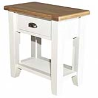 Small White Painted Hallway Console Table Oak Top 1 Drawer 1 Shelf