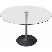 Modern 100cm Diameter Round Kitchen Dining Table Glass Top Grey Base