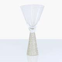 Milano Modern Style Silver Finish Wine Glass With Diamante Stem 10cm Diameter