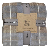 taupe Checked Flannel Fleece And Taupe