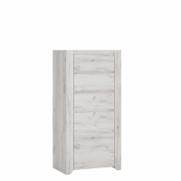 Modern White Crafted Oak Effect 1 Door 3 Drawer Chest 116cm Tall x 56cm Wide