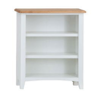 Modern Style Oak Wood Small White Painted 2 Shelf Living Room Wide Bookcase 82 x 70cm