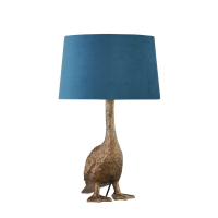 Gary the Goose Gold Table Lamp With Teal Velvet Shade