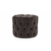 Perkins Modern Cylindrical Misty Navy Velvet Fabric Buttoned Footstool 55cm Diameter