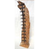 Large Tall Eroded Natural Wood Industrial Style 12 Bottle Shaped Wine Rack