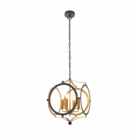 Art Deco Style 4 Arm Matt Black And Gold Pendant Ceiling Light 170x36cm