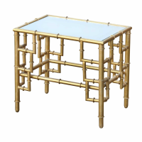 Gin Shu Parisienne Mirrored Glass Gold Bamboo Effect Metal Side Table