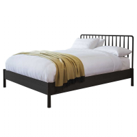 Nordic Style Black Painted 5ft King Size Spindle Bed Solid Oak Wood