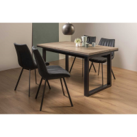 Tivoli Weathered Oak 4 To 6 Seater Dining Table And Fontana 4 Dark Grey Suede Chairs Dining Set