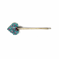 Small Heart Hair Clip Blue Zircon