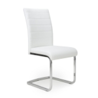 Modern Style Callisto Cantilever White Leather Upholstered Kitchen Dining Chair 96x43cm