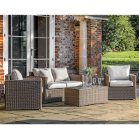 Natural PE Rattan Outdoor Garden Square 2 Seater Sofa Set with Coffee Table