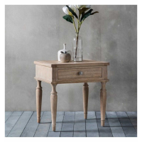 Traditional Style Mindy Wood Parquet Glazed Single Drawer Side Lamp Table 55x53cm