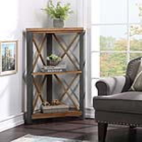 Urban Elegance Reclaimed Wood 2 Shelf Small Size Living Room Corner Bookcase 110 x 47cm