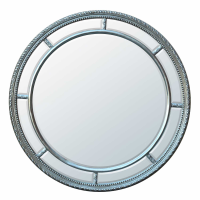 Silver Circular Wall Mirror With Circular Inlay