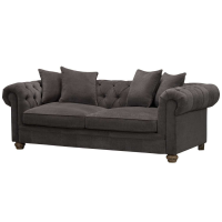 Windsor Traditional Chesterfield Style Dark Grey Fabric Large Three Seater Sofa 221cm
