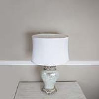 Silver Sparkle Mosaic Medium Antique Silver Regency Lamp With Silver Trimmed White Shade