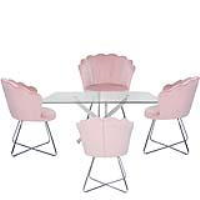 Value Nova 160cm Rectangular Dining Set With 4 Light Pink Ariel Chairs