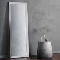 Modern Tall Slim Rectangular Leaner Wall Mirror Bevelled Glass Black Edge