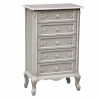 Grey Five Drawer Bedside Cabinet