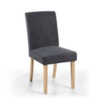 Morton Dark Grey Linen Fabric Effect Modern Kitchen Dining Chair on Oak Finish Legs 95x45cm