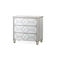 Rosa Modern Silver Mirrored Bedroom 3 Drawer Dressing Chest of Drawers Crystal Handles