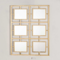 Modern Style Gold Gilt Leaf Parisienne Metal 6 Square Mirror Frame 78x60.5cm