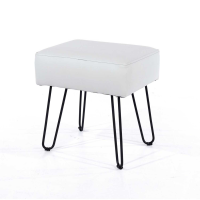 Soft Furnishings Grey Pu Upholstered Rectangular Stool With Black Metal Legs