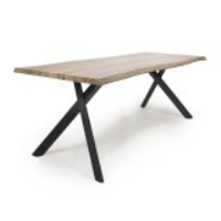 Modern Narvik Oak Effect Top 6 to 8 Rectangular Dining Table with Black Cross Legs 180x90cm