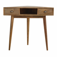 Elegant Wooden Corner Writing Desk Offers 2 drawers With 1 Open Space 76 x 88cm