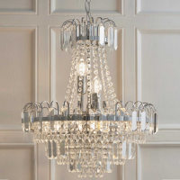 Polished Chrome Plated Finish Chandelier Pendant Ceiling Light With Cascading Droplets